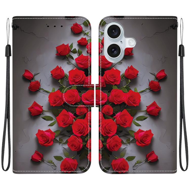 Crystal Texture Colored Drawing Leather Phone Case, For iPhone 16 Pro, For iPhone 16 Plus