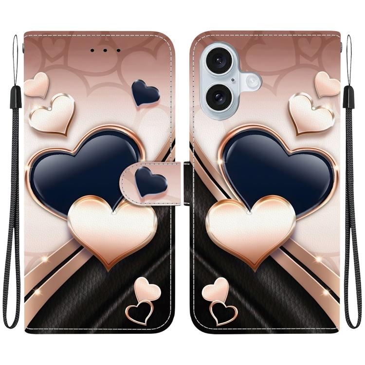 Crystal Texture Colored Drawing Leather Phone Case, For iPhone 16, For iPhone 15 Pro Max