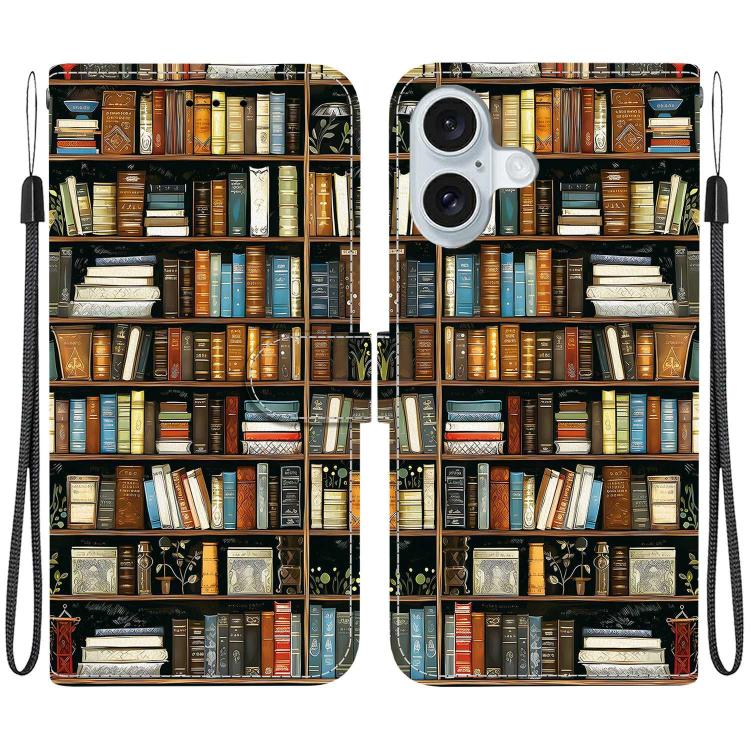 Crystal Texture Colored Drawing Leather Phone Case, For iPhone 16, For iPhone 15 Pro Max