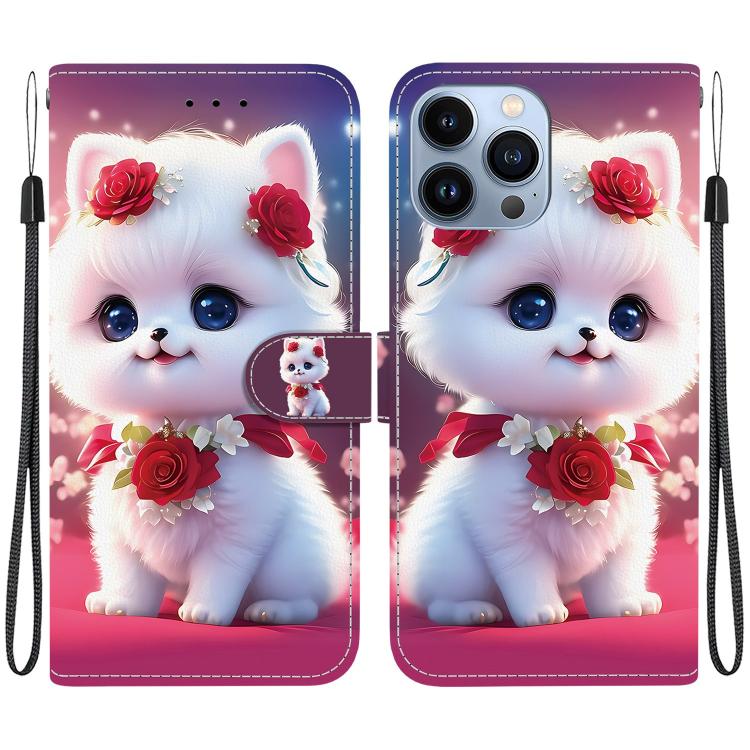 Crystal Texture Colored Drawing Leather Phone Case, For iPhone 16, For iPhone 15 Pro Max