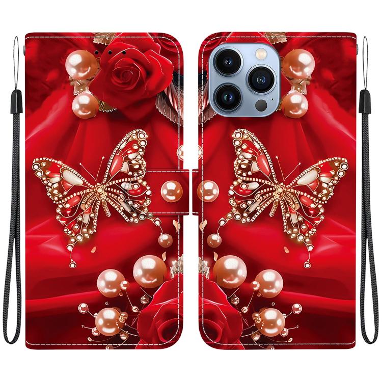 Crystal Texture Colored Drawing Leather Phone Case, For iPhone 15 Pro, For iPhone 15 Plus