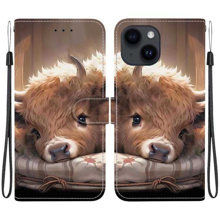 Crystal Texture Colored Drawing Leather Phone Case, For iPhone 15 Pro, For iPhone 15 Plus