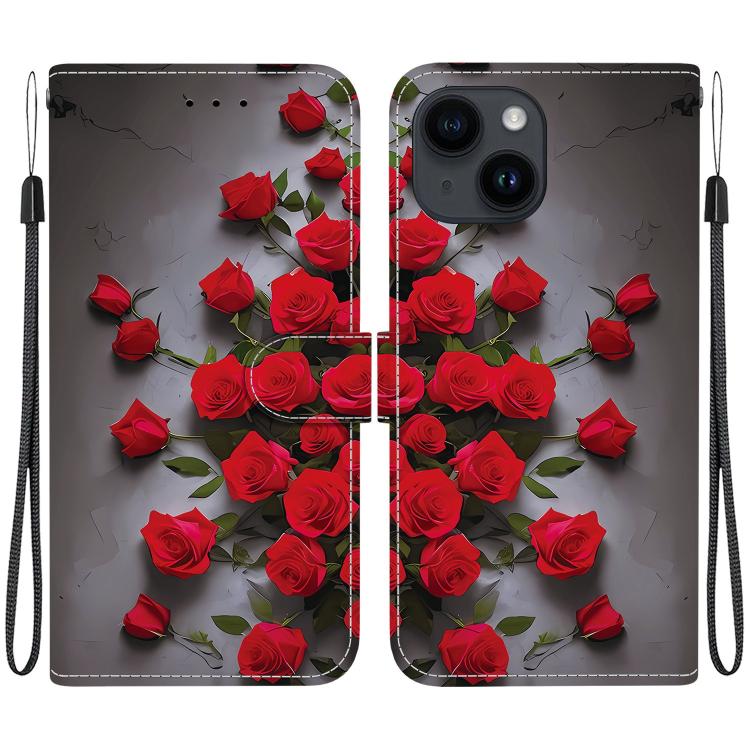 Crystal Texture Colored Drawing Leather Phone Case, For iPhone 15 Pro, For iPhone 15 Plus