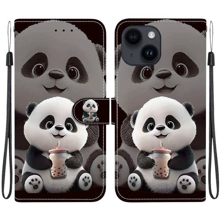 Crystal Texture Colored Drawing Leather Phone Case, For iPhone 15, For iPhone 14 Plus