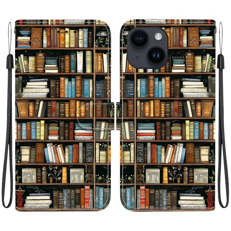 Crystal Texture Colored Drawing Leather Phone Case, For iPhone 15, For iPhone 14 Plus