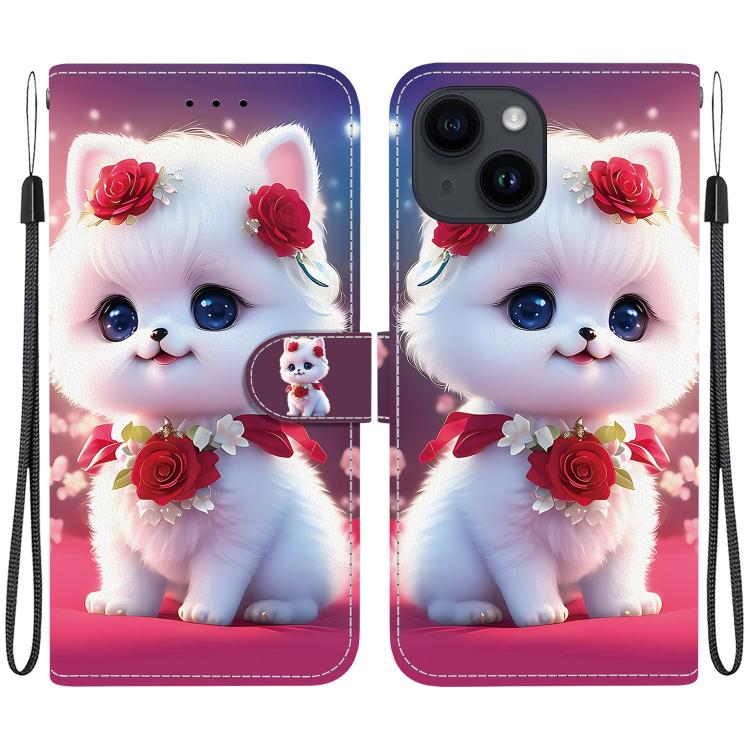 Crystal Texture Colored Drawing Leather Phone Case, For iPhone 14, For iPhone 14 Pro