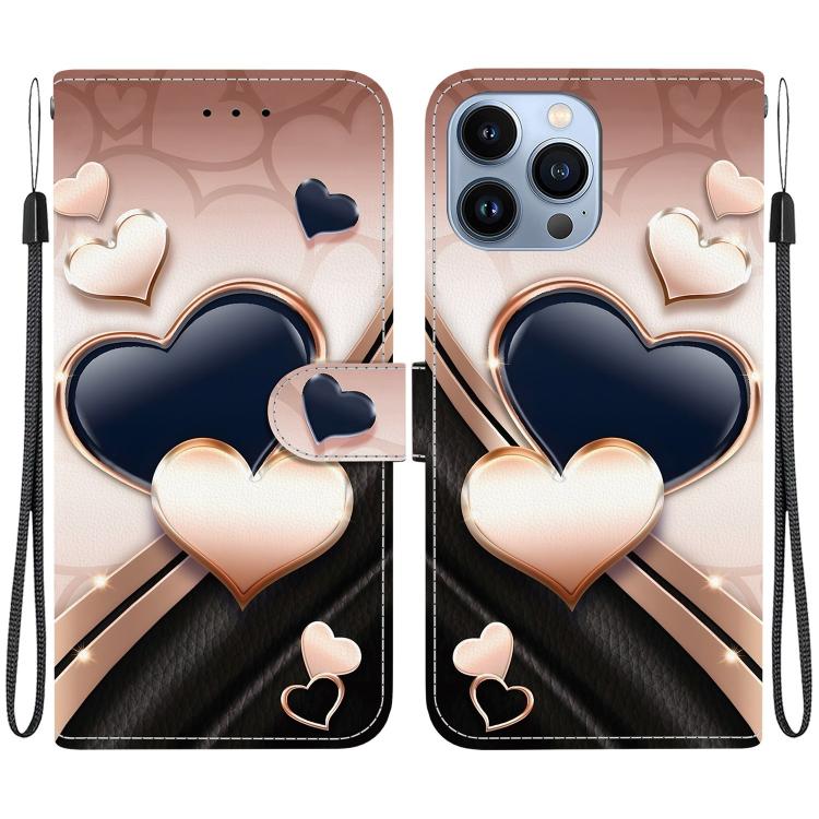 Crystal Texture Colored Drawing Leather Phone Case, For iPhone 13 Pro Max, For iPhone 13 Pro