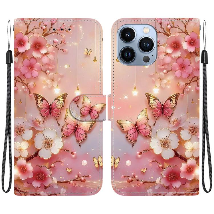 Crystal Texture Colored Drawing Leather Phone Case, For iPhone 13 Pro Max, For iPhone 13 Pro