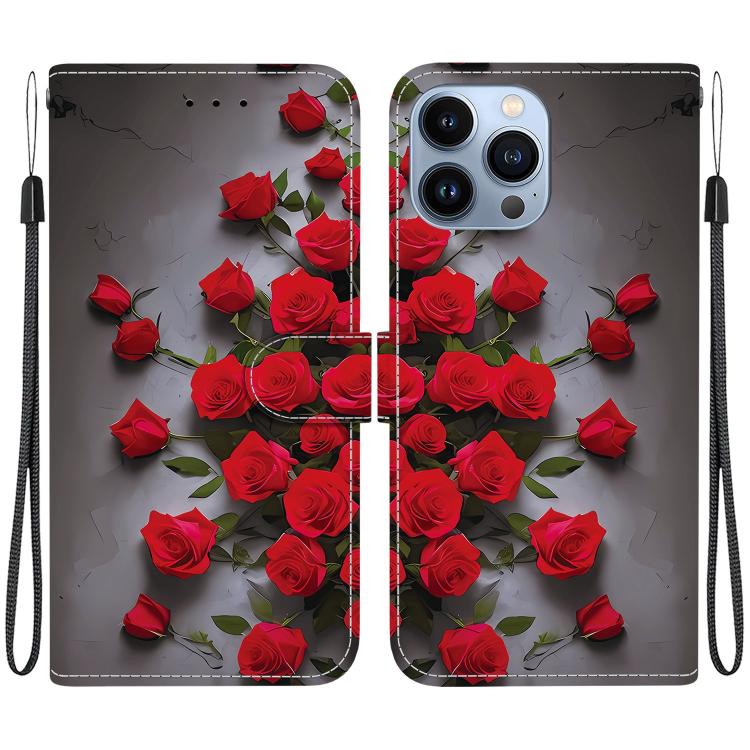 Crystal Texture Colored Drawing Leather Phone Case, For iPhone 13 Pro Max, For iPhone 13 Pro