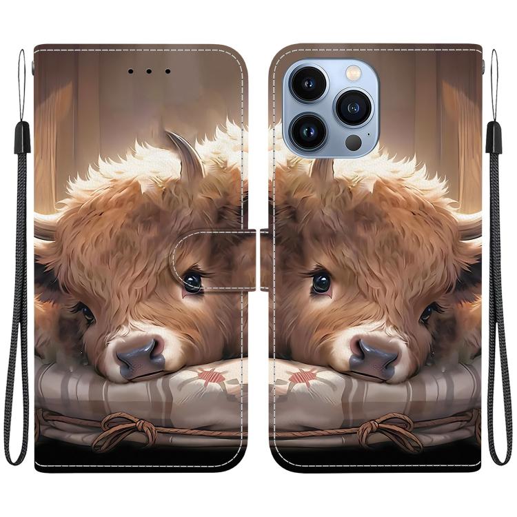 Crystal Texture Colored Drawing Leather Phone Case, For iPhone 13, For iPhone 12 / 12 Pro