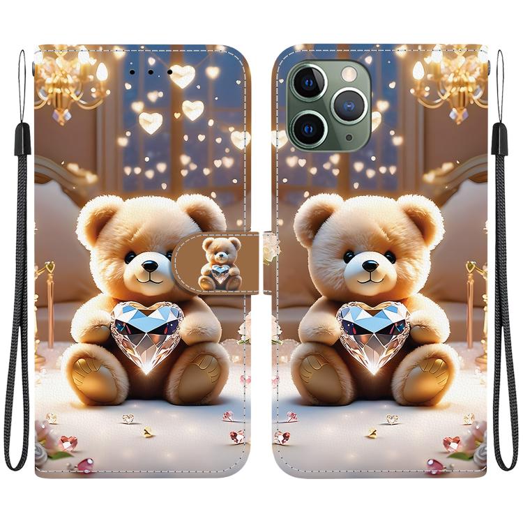 Crystal Texture Colored Drawing Leather Phone Case, For iPhone 11, For iPhone 11 Pro