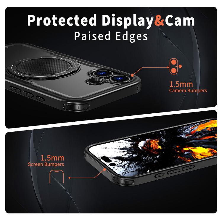kalebol Metal 360 Degree Rotation Holder MagSafe Phone Case, For iPhone 16 Pro Max, For iPhone 16 Pro, For iPhone 16 Plus, For iPhone 16