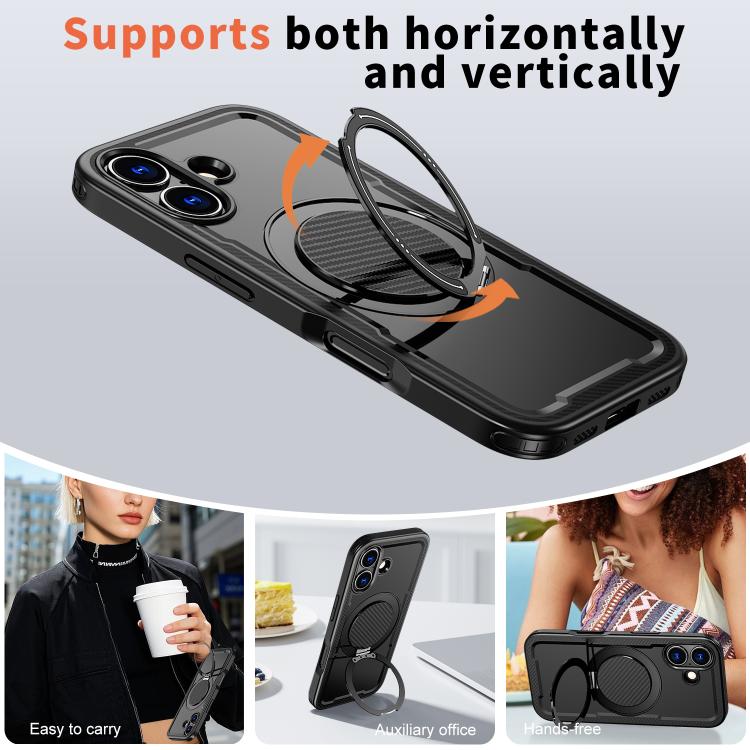 kalebol Metal 360 Degree Rotation Holder MagSafe Phone Case, For iPhone 16 Pro Max, For iPhone 16 Pro, For iPhone 16 Plus, For iPhone 16