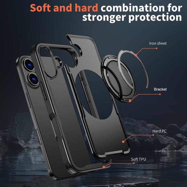 kalebol Metal 360 Degree Rotation Holder MagSafe Phone Case, For iPhone 16 Pro Max, For iPhone 16 Pro, For iPhone 16 Plus, For iPhone 16