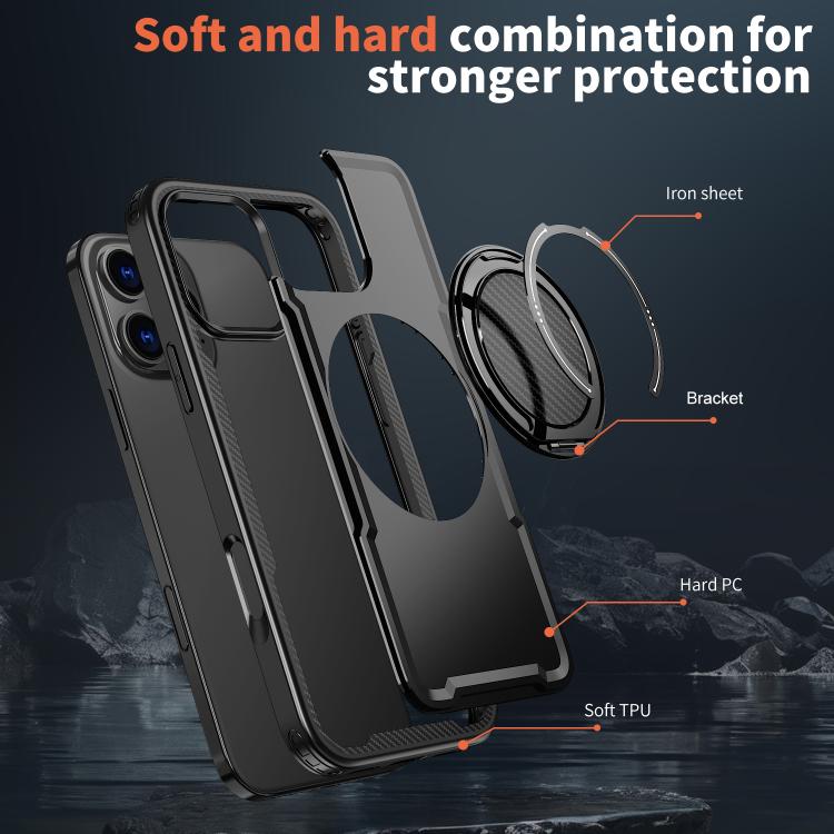 kalebol Metal 360 Degree Rotation Holder MagSafe Phone Case, For iPhone 16 Pro Max, For iPhone 16 Pro, For iPhone 16 Plus, For iPhone 16