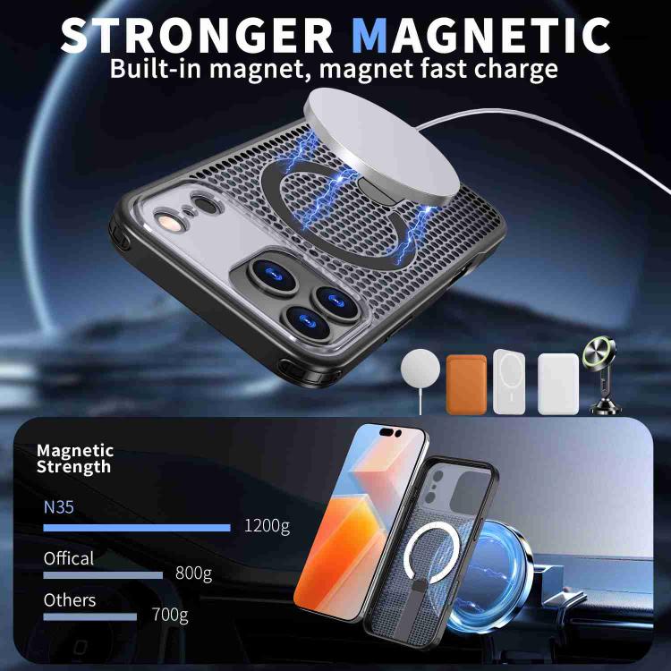 kalebol Honeycomb Cooling MagSafe Holder Phone Case, For iPhone 16e, For iPhone 16 Pro Max, For iPhone 16 Pro, For iPhone 16 Plus