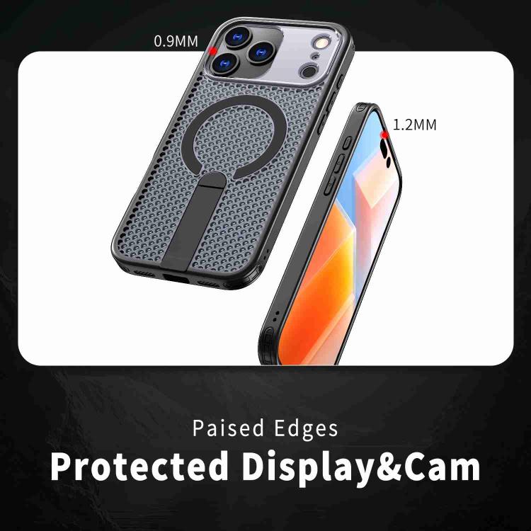 kalebol Honeycomb Cooling MagSafe Holder Phone Case, For iPhone 16e, For iPhone 16 Pro Max, For iPhone 16 Pro, For iPhone 16 Plus