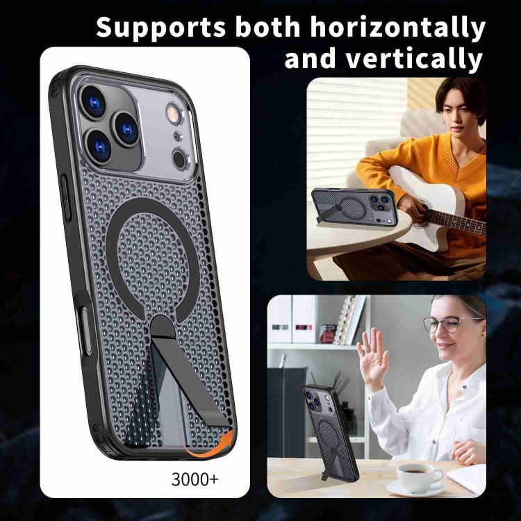 kalebol Honeycomb Cooling MagSafe Holder Phone Case, For iPhone 16e, For iPhone 16 Pro Max, For iPhone 16 Pro, For iPhone 16 Plus