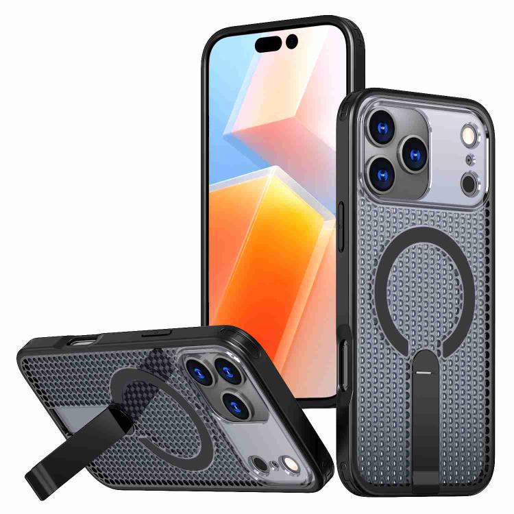 kalebol Honeycomb Cooling MagSafe Holder Phone Case, For iPhone 16e, For iPhone 16 Pro Max, For iPhone 16 Pro, For iPhone 16 Plus