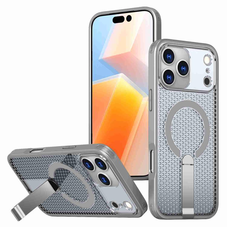 kalebol Honeycomb Cooling MagSafe Holder Phone Case, For iPhone 16e, For iPhone 16 Pro Max, For iPhone 16 Pro, For iPhone 16 Plus