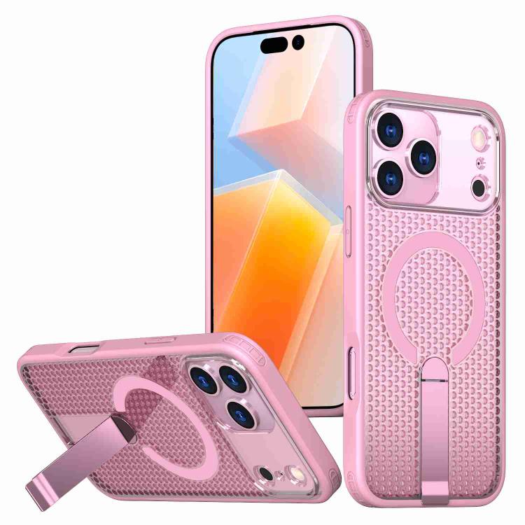 kalebol Honeycomb Cooling MagSafe Holder Phone Case, For iPhone 16e, For iPhone 16 Pro Max, For iPhone 16 Pro, For iPhone 16 Plus