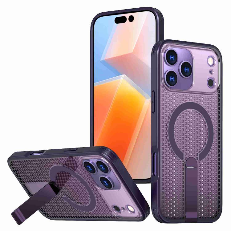 kalebol Honeycomb Cooling MagSafe Holder Phone Case, For iPhone 16e, For iPhone 16 Pro Max, For iPhone 16 Pro, For iPhone 16 Plus