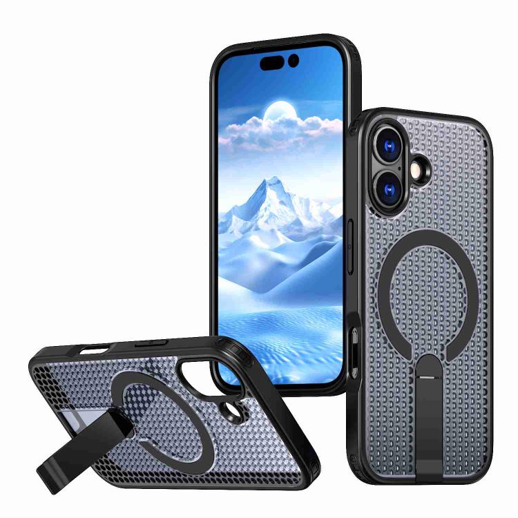 kalebol Honeycomb Cooling MagSafe Holder Phone Case, For iPhone 16e, For iPhone 16 Pro Max, For iPhone 16 Pro, For iPhone 16 Plus
