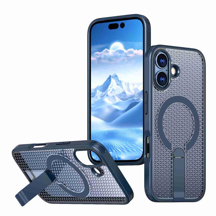 kalebol Honeycomb Cooling MagSafe Holder Phone Case, For iPhone 16e, For iPhone 16 Pro Max, For iPhone 16 Pro, For iPhone 16 Plus
