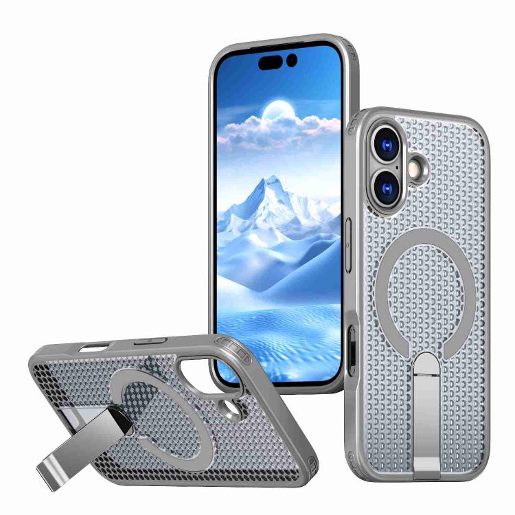 kalebol Honeycomb Cooling MagSafe Holder Phone Case, For iPhone 16e, For iPhone 16 Pro Max, For iPhone 16 Pro, For iPhone 16 Plus