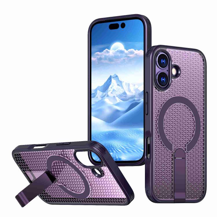 kalebol Honeycomb Cooling MagSafe Holder Phone Case, For iPhone 16e, For iPhone 16 Pro Max, For iPhone 16 Pro, For iPhone 16 Plus