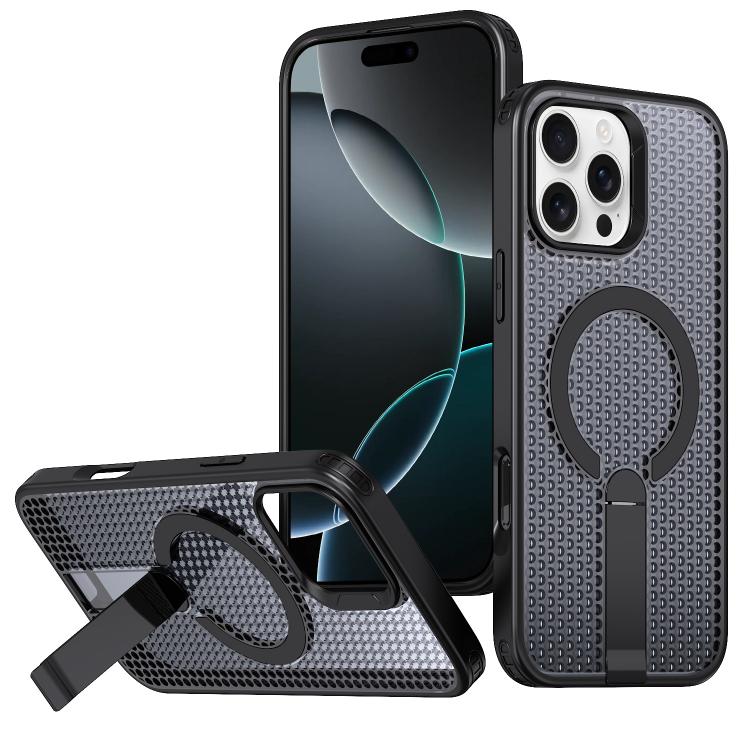 kalebol Honeycomb Cooling MagSafe Holder Phone Case, For iPhone 16e, For iPhone 16 Pro Max, For iPhone 16 Pro, For iPhone 16 Plus