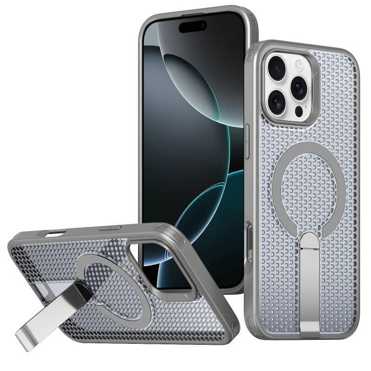 kalebol Honeycomb Cooling MagSafe Holder Phone Case, For iPhone 16e, For iPhone 16 Pro Max, For iPhone 16 Pro, For iPhone 16 Plus