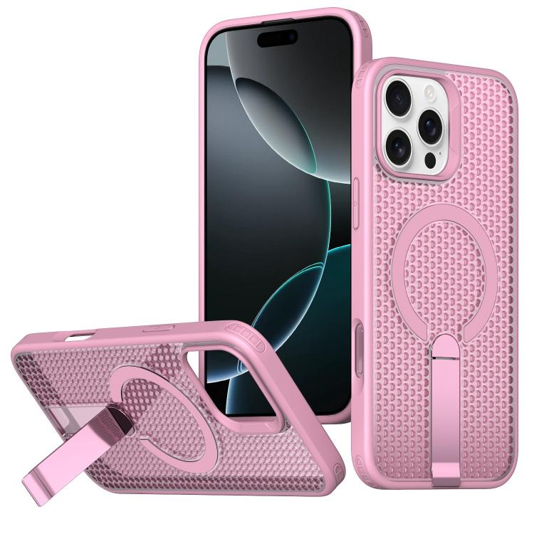 kalebol Honeycomb Cooling MagSafe Holder Phone Case, For iPhone 16e, For iPhone 16 Pro Max, For iPhone 16 Pro, For iPhone 16 Plus