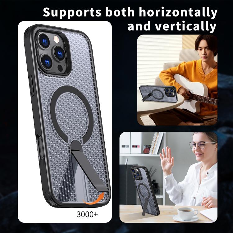 kalebol Honeycomb Cooling MagSafe Holder Phone Case, For iPhone 16, For iPhone 15 Pro Max, For iPhone 15 Pro, For iPhone 15 Plus