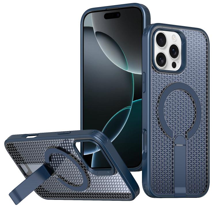 kalebol Honeycomb Cooling MagSafe Holder Phone Case, For iPhone 16e, For iPhone 16 Pro Max, For iPhone 16 Pro, For iPhone 16 Plus