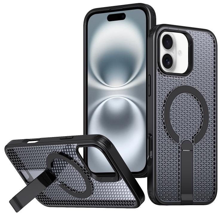 kalebol Honeycomb Cooling MagSafe Holder Phone Case, For iPhone 16e, For iPhone 16 Pro Max, For iPhone 16 Pro, For iPhone 16 Plus