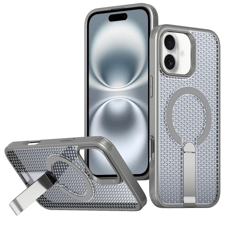 kalebol Honeycomb Cooling MagSafe Holder Phone Case, For iPhone 16e, For iPhone 16 Pro Max, For iPhone 16 Pro, For iPhone 16 Plus