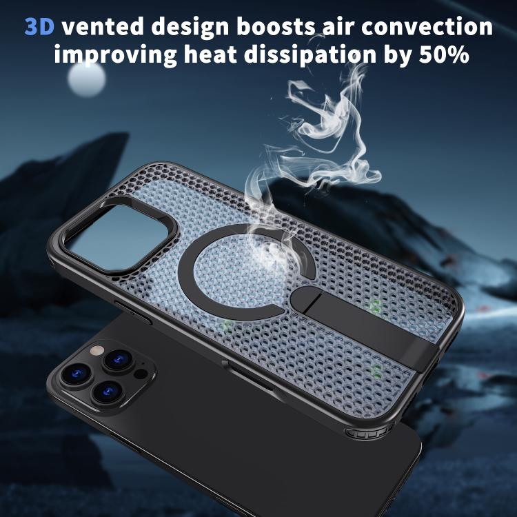 kalebol Honeycomb Cooling MagSafe Holder Phone Case, For iPhone 16, For iPhone 15 Pro Max, For iPhone 15 Pro, For iPhone 15 Plus