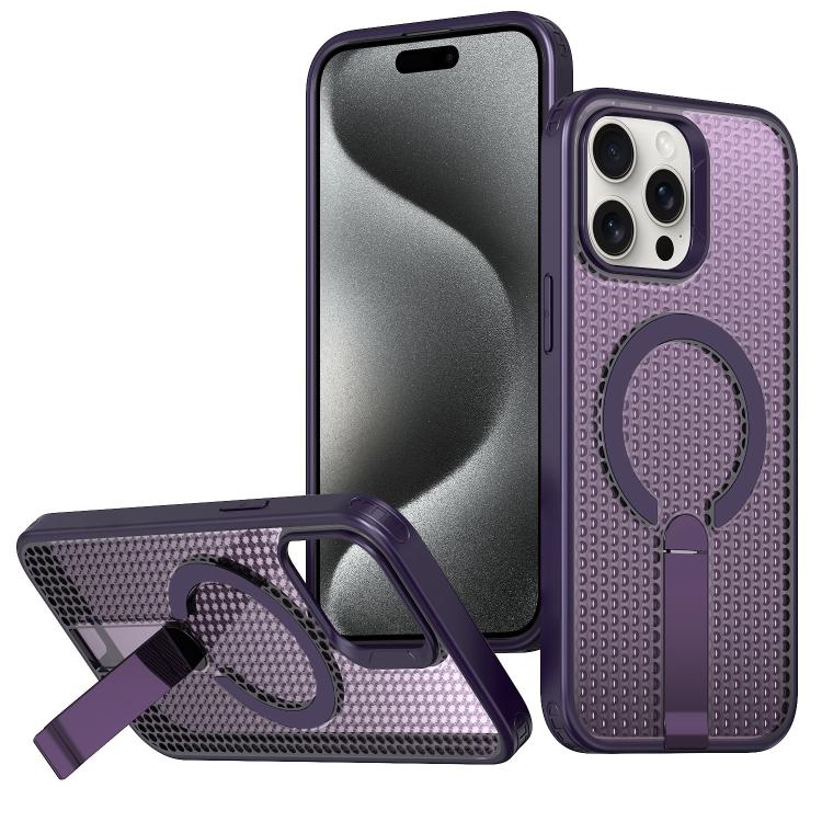 kalebol Honeycomb Cooling MagSafe Holder Phone Case, For iPhone 16, For iPhone 15 Pro Max, For iPhone 15 Pro, For iPhone 15 Plus