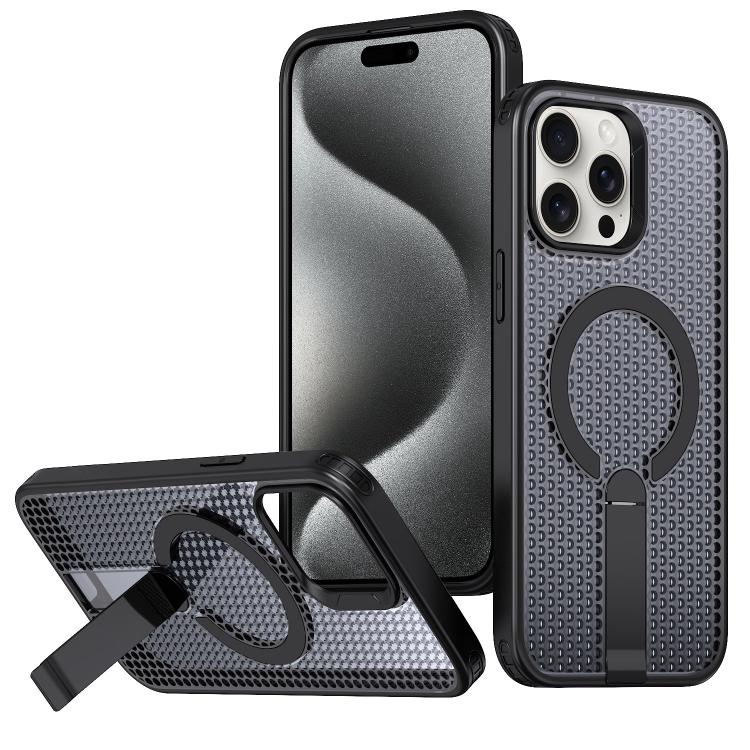 kalebol Honeycomb Cooling MagSafe Holder Phone Case, For iPhone 16, For iPhone 15 Pro Max, For iPhone 15 Pro, For iPhone 15 Plus