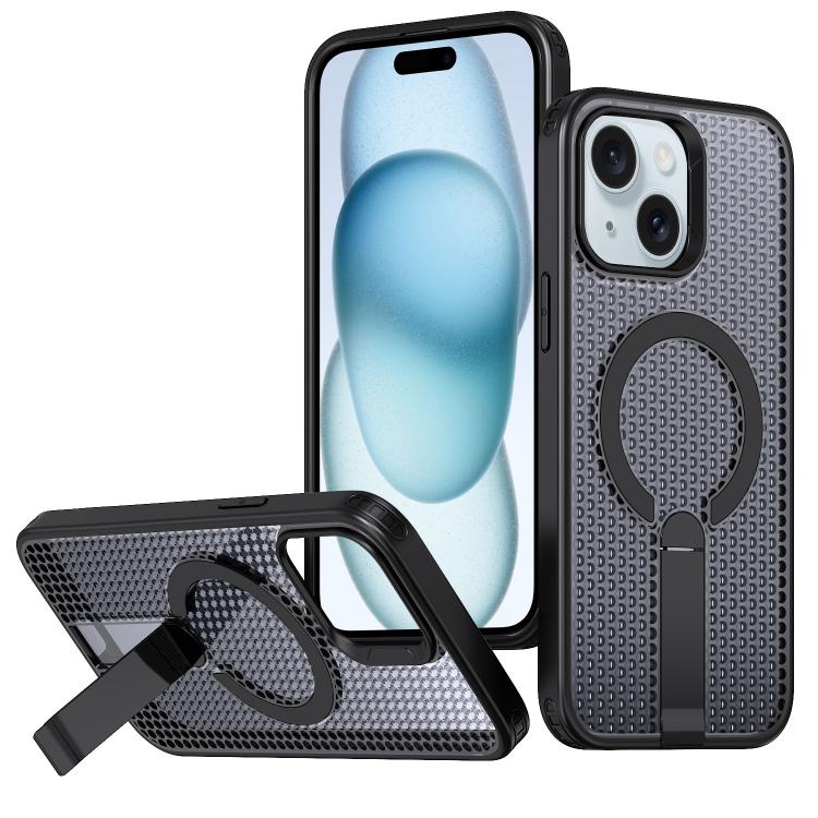 kalebol Honeycomb Cooling MagSafe Holder Phone Case, For iPhone 16, For iPhone 15 Pro Max, For iPhone 15 Pro, For iPhone 15 Plus