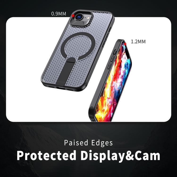 kalebol Honeycomb Cooling MagSafe Holder Phone Case, For iPhone 16e, For iPhone 16 Pro Max, For iPhone 16 Pro, For iPhone 16 Plus