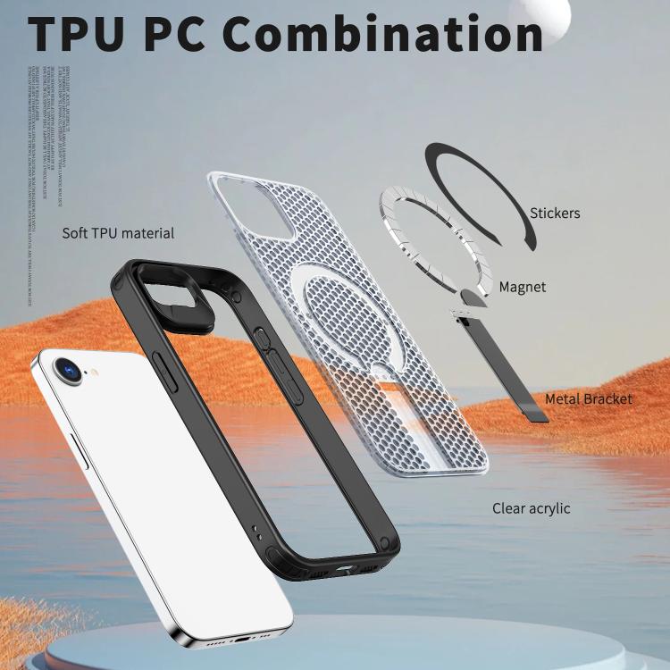 kalebol Honeycomb Cooling MagSafe Holder Phone Case, For iPhone 16e, For iPhone 16 Pro Max, For iPhone 16 Pro, For iPhone 16 Plus