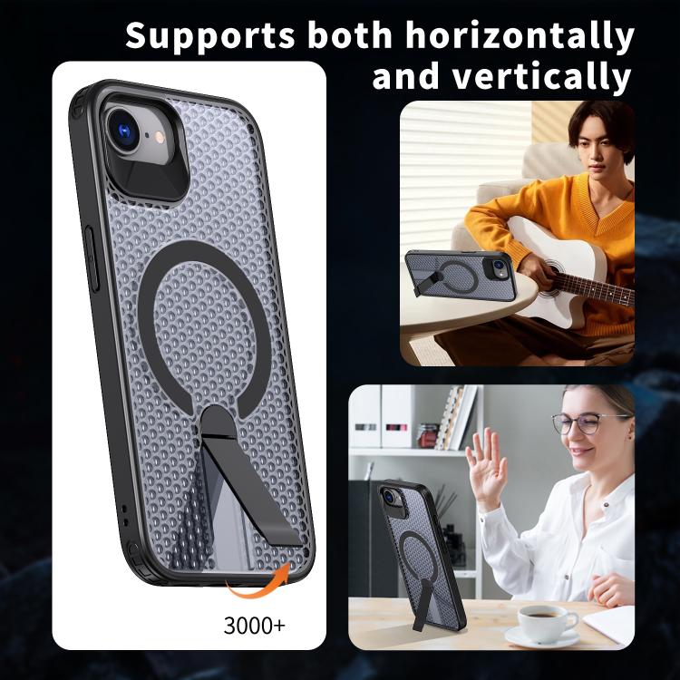 kalebol Honeycomb Cooling MagSafe Holder Phone Case, For iPhone 16e, For iPhone 16 Pro Max, For iPhone 16 Pro, For iPhone 16 Plus