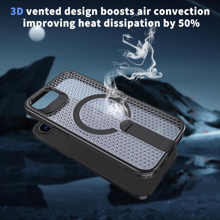 kalebol Honeycomb Cooling MagSafe Holder Phone Case, For iPhone 16e, For iPhone 16 Pro Max, For iPhone 16 Pro, For iPhone 16 Plus