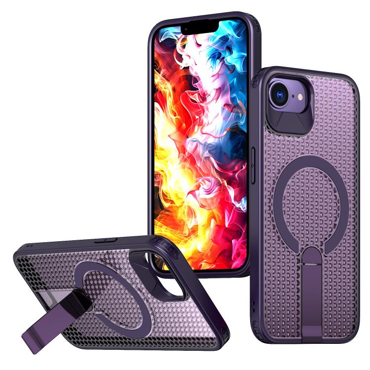 kalebol Honeycomb Cooling MagSafe Holder Phone Case, For iPhone 16e, For iPhone 16 Pro Max, For iPhone 16 Pro, For iPhone 16 Plus