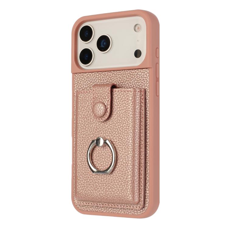 Litchi Texture Drawing Card Bag Ring Holder Phone Case, For iPhone 17 Pro Max, For iPhone 17 Pro, For iPhone 17, For iPhone 17 Air