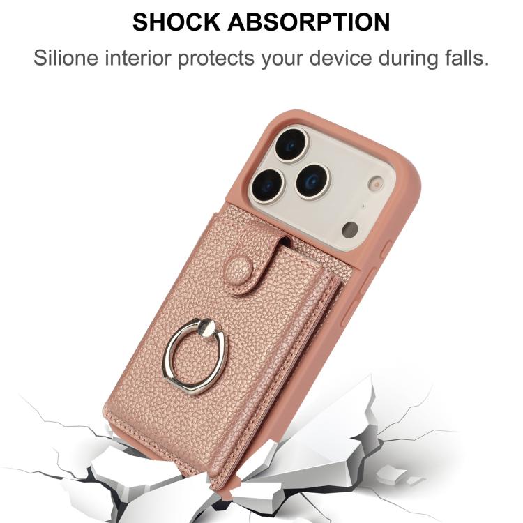 Litchi Texture Drawing Card Bag Ring Holder Phone Case, For iPhone 17 Pro Max, For iPhone 17 Pro, For iPhone 17, For iPhone 17 Air