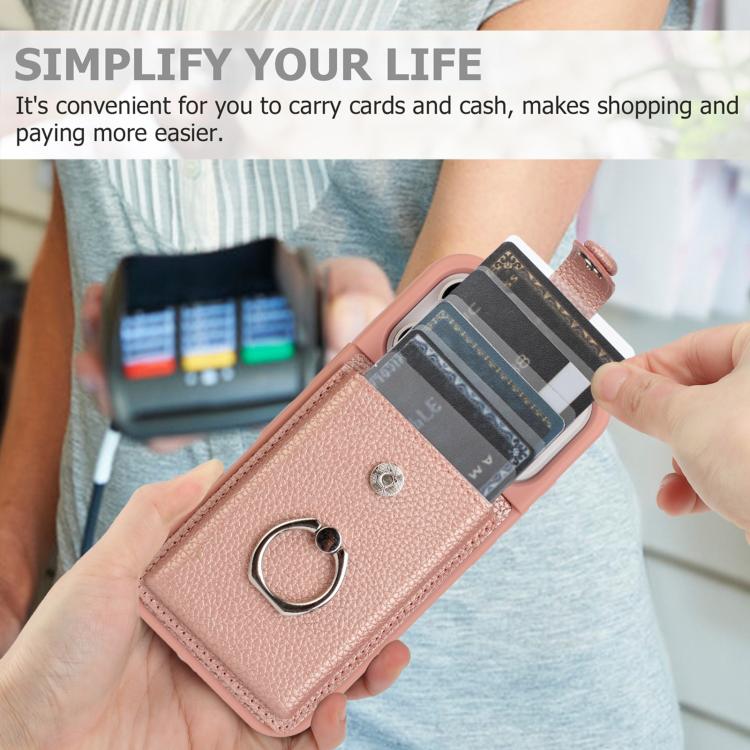Litchi Texture Drawing Card Bag Ring Holder Phone Case, For iPhone 17 Pro Max, For iPhone 17 Pro, For iPhone 17, For iPhone 17 Air