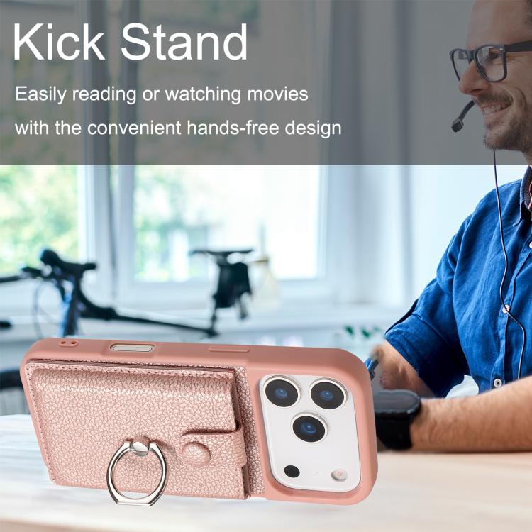 Litchi Texture Drawing Card Bag Ring Holder Phone Case, For iPhone 17 Pro Max, For iPhone 17 Pro, For iPhone 17, For iPhone 17 Air